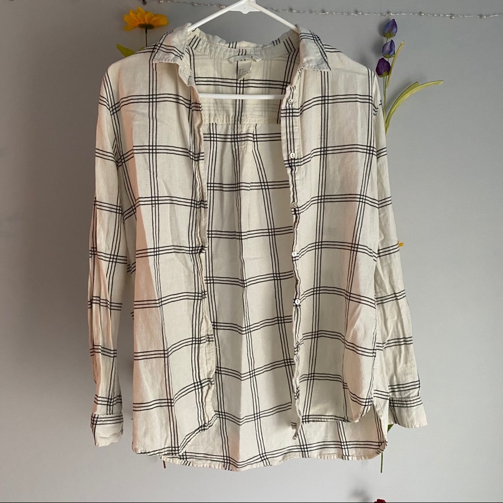 Black and White Flannel Button Down